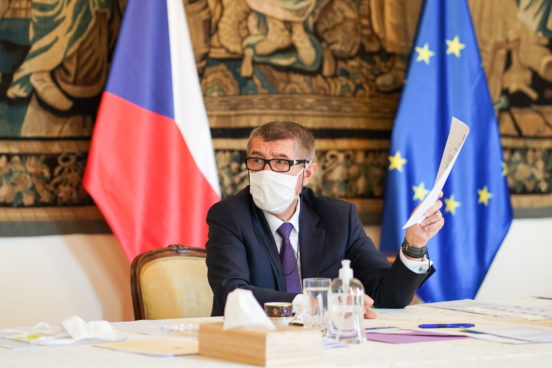 Prime Minister Andrej Babiš during the cabinet meeting, 9 April 2020.